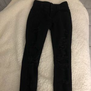 Black ripped high waisted skinny jeans